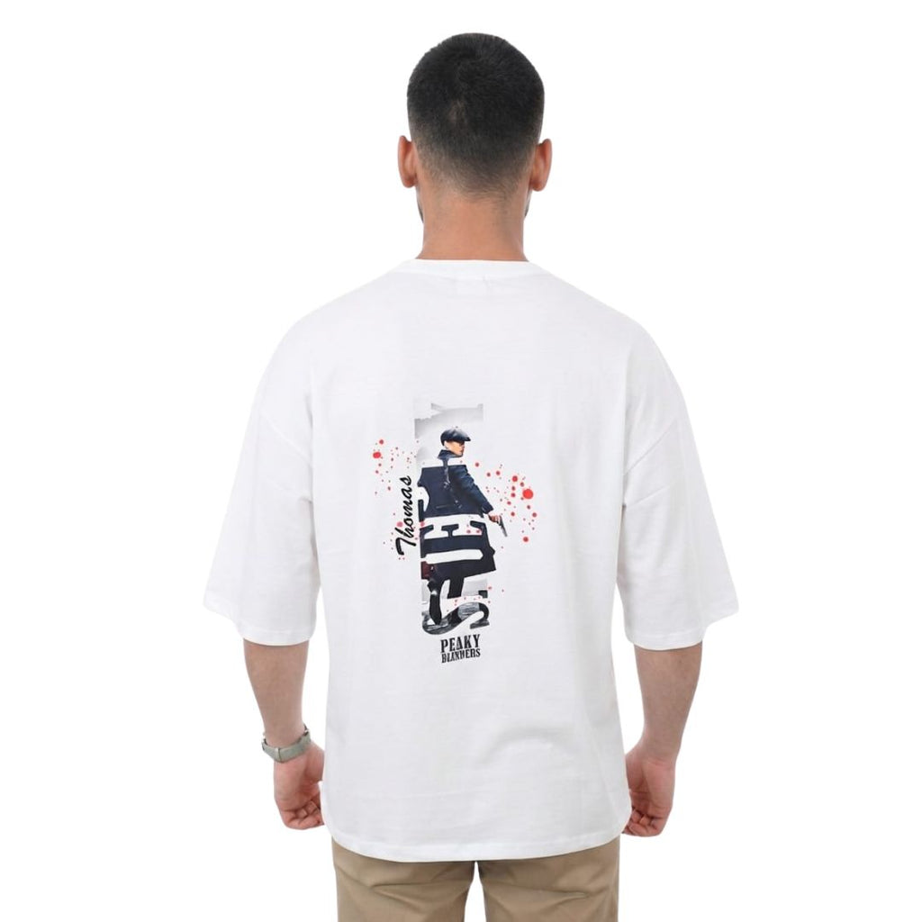 Peaky Blinders Thomas Shelby Oversized Graphic T-Shirt – White | Front & Back Print
