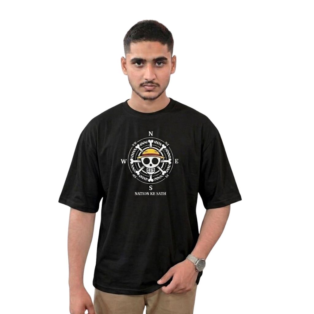 One Piece Gear 5 Luffy Oversized Black T-Shirt – Front & Back Graphic
