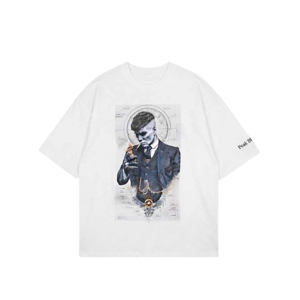 Peaky Blinders Thomas Shelby Oversized Graphic T-Shirt – White | Front & Back Print