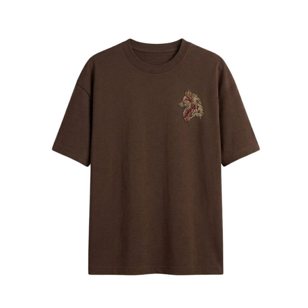 Wolf Spirit Graphic Oversized T-Shirt – Brown Premium Cotton Back Print Tee
