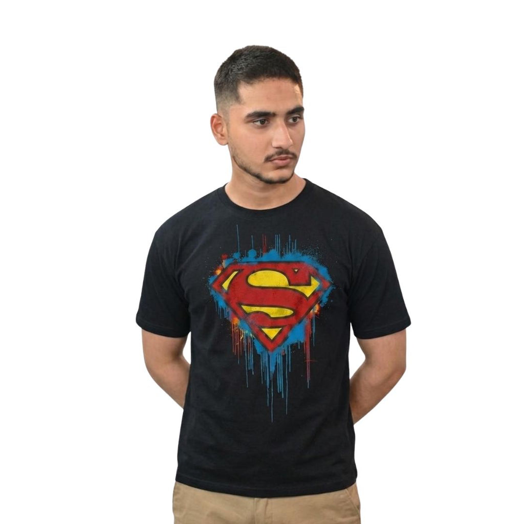 Superman Graphic Oversized T-Shirt – Black Premium Cotton Superhero Back Print Tee