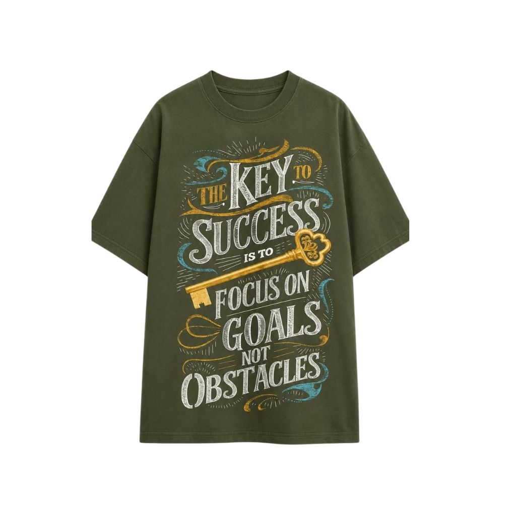 The Key to Success Oversized Graphic T-Shirt – Olive Green Tee