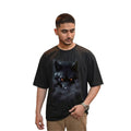 Midnight Wolf Graphic Oversized T-Shirt – Black Premium Cotton Graphic Tee