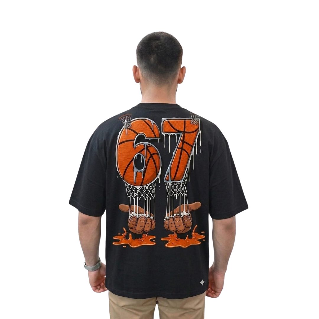 ust Do It Basketball Graphic Oversized T-Shirt – Black Premium Cotton Front & Back Print Tee